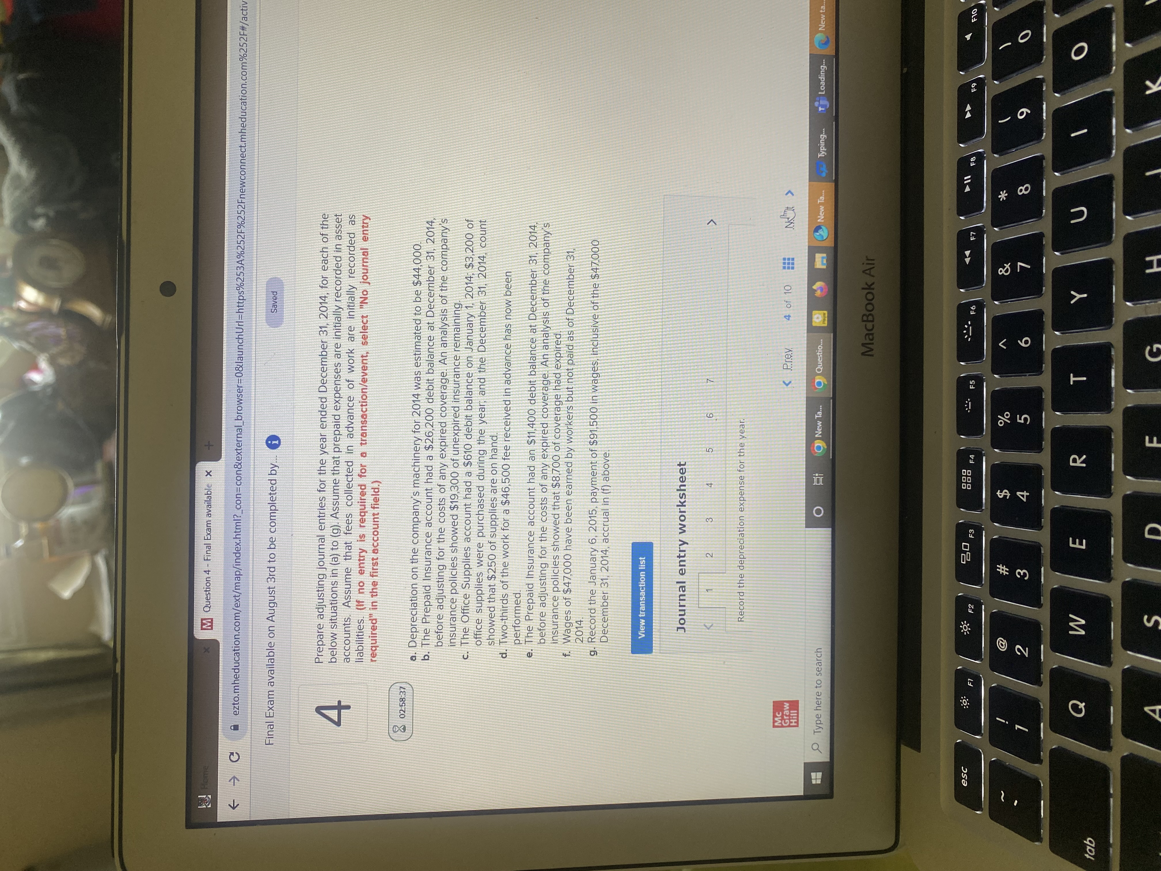 M Question 4 - Final Exam available x > C ezto.mheducation.com/ext/map/index.html?_con=con&external_browser=0&launchUrl=https%253A%252F%252Fnewconnect.mheducation.com%252F#/acti