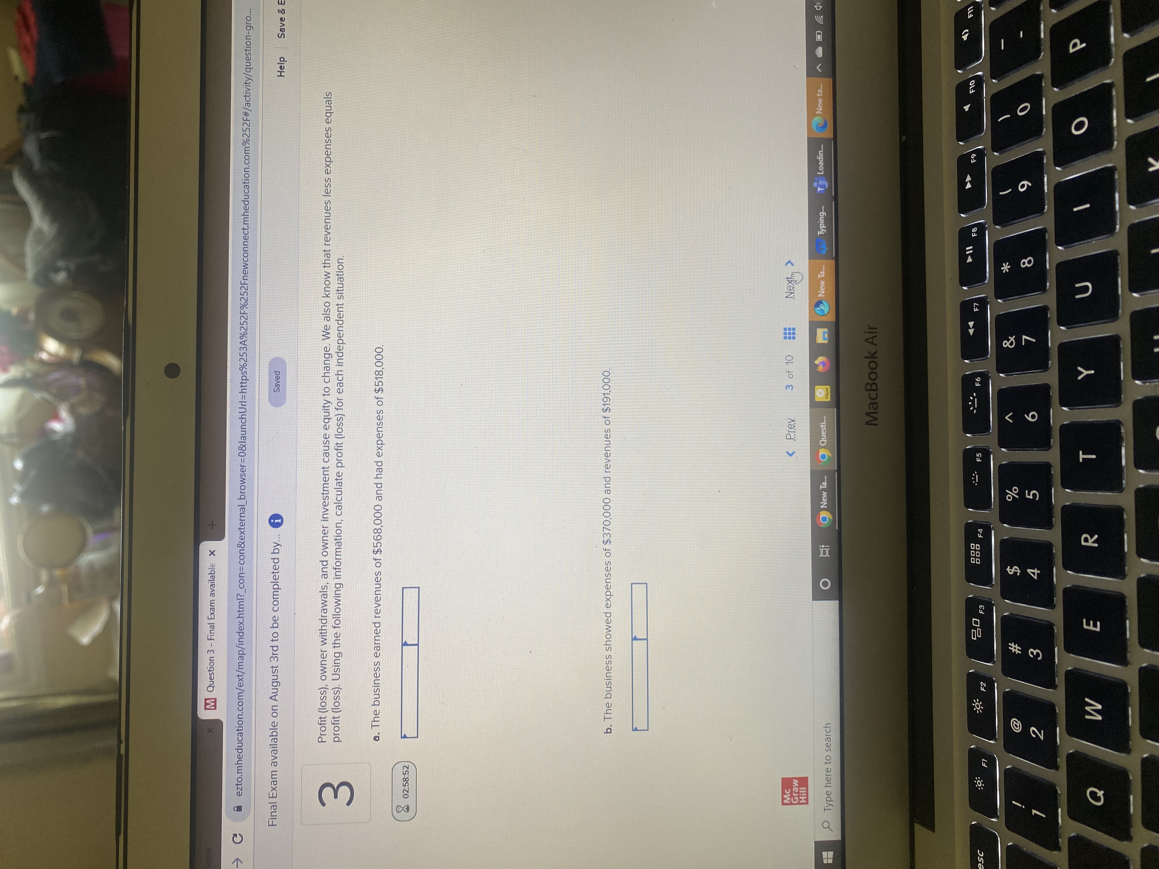  M Question 3 - Final Exam available C A ezto.mheducation.com/ext/map/index.html?_con=con&external_browser=0&launchUrl=https%253A%252F%252Fnewconnect.mheducation.com%252F#/activity/question-gro. Final