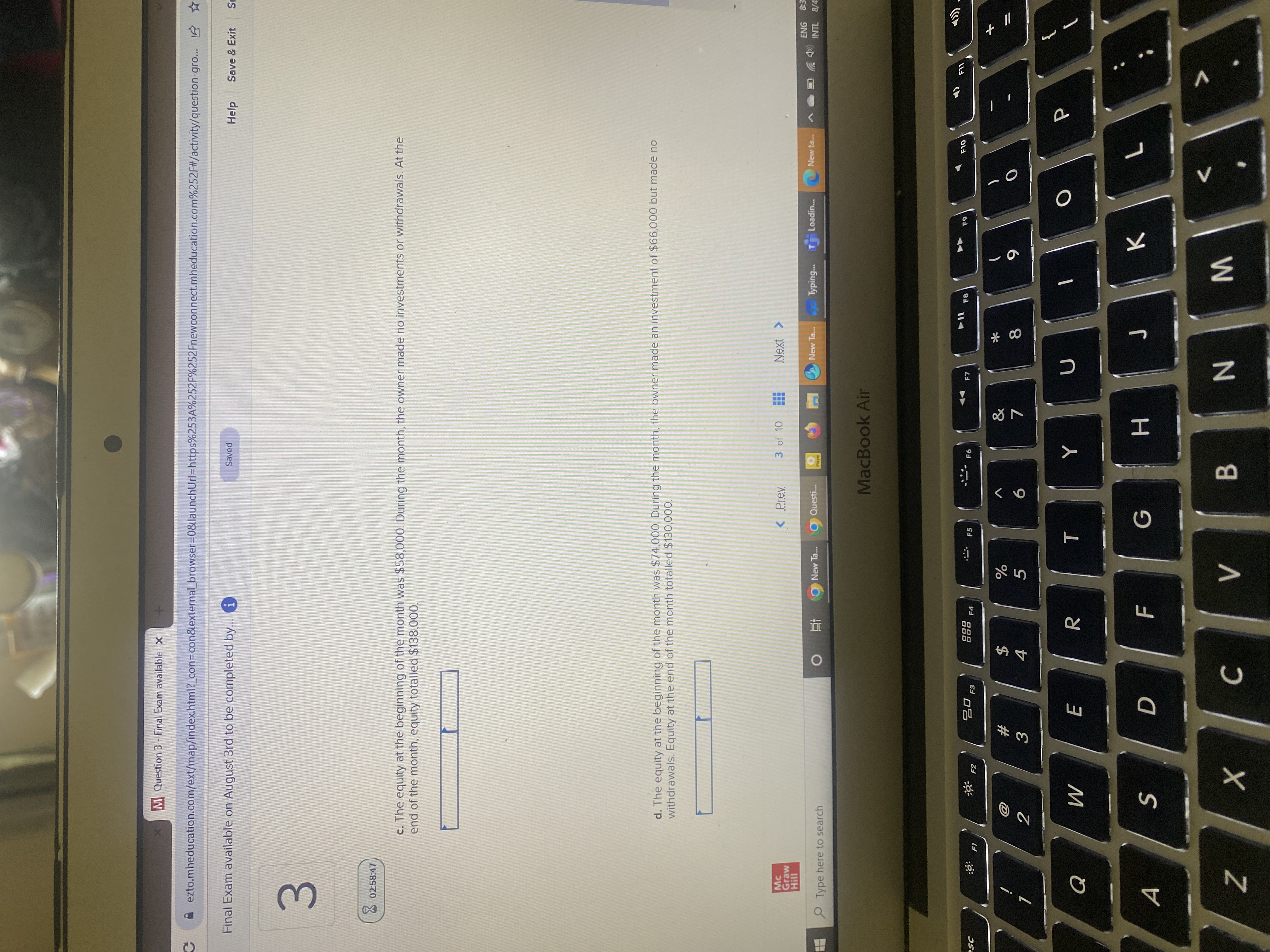 Exam available on August 3rd to be completed by... i Saved Help