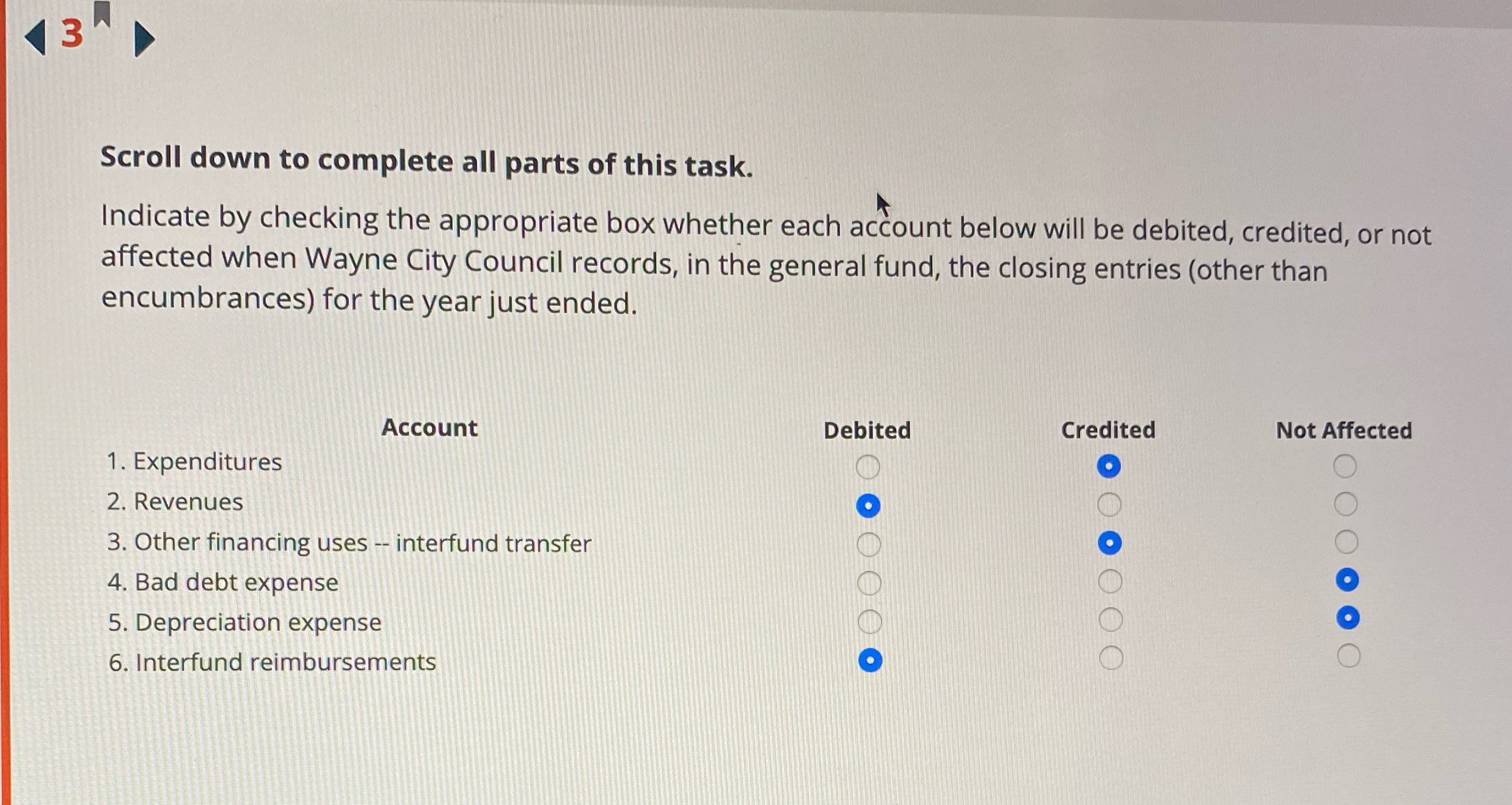 I would like to know the right answer for each account. The