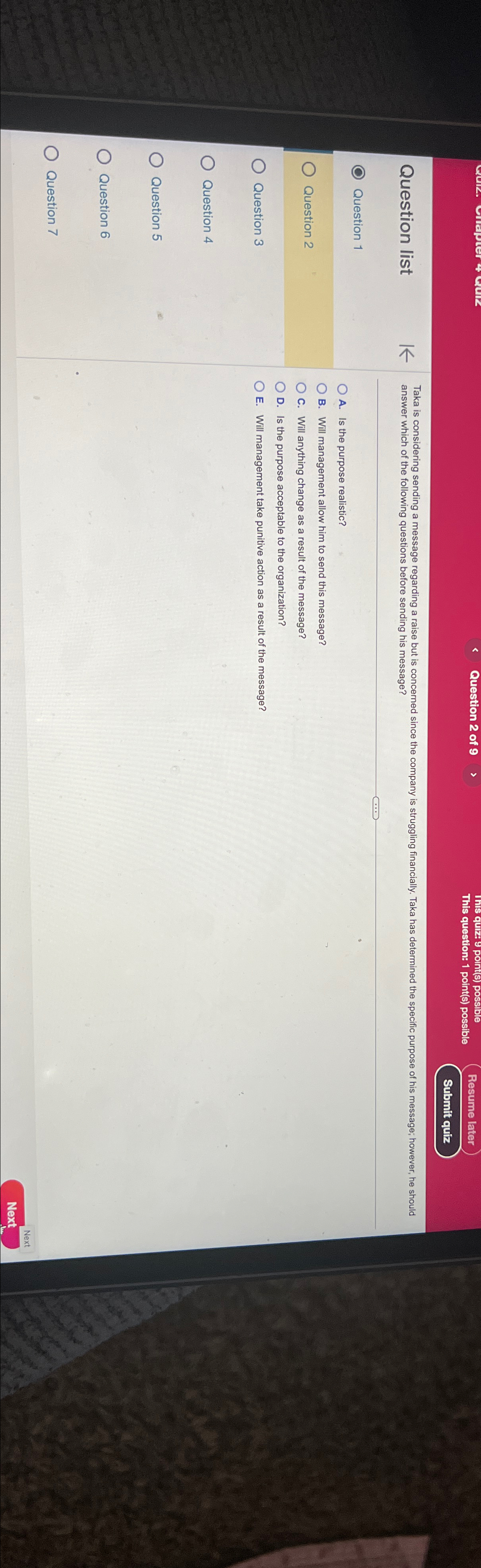  Question list Question 1 Question 2 Question 3 Question 4 Question