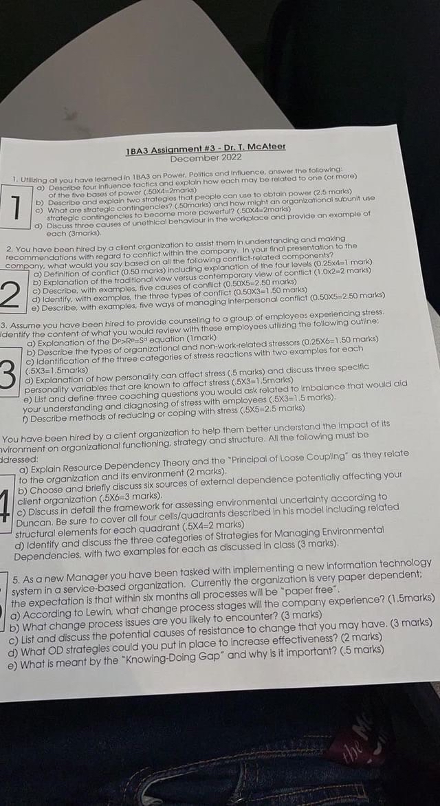  IBA3 Assignment #3- Dr. T. McAteer December 2022 Utllizing all you