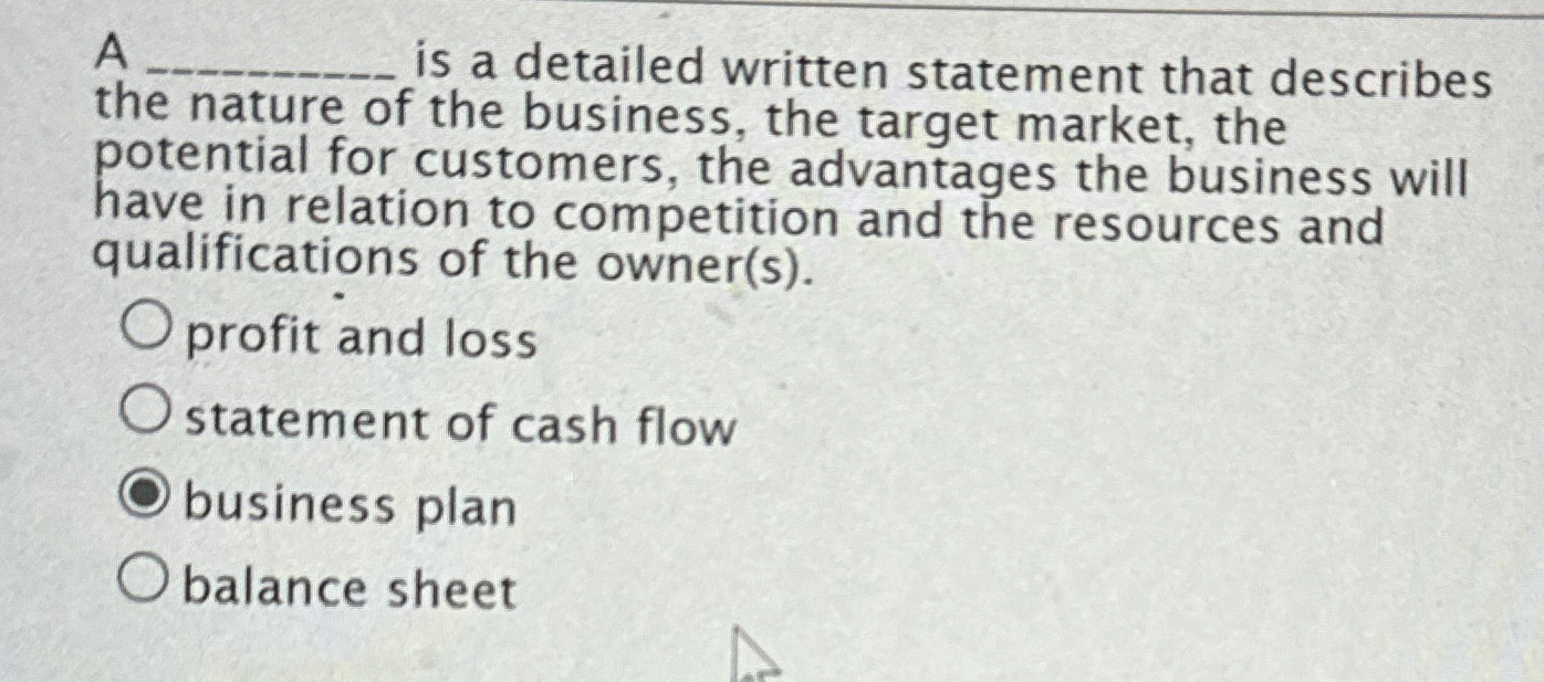  A q, is a detailed written statement that describes the nature