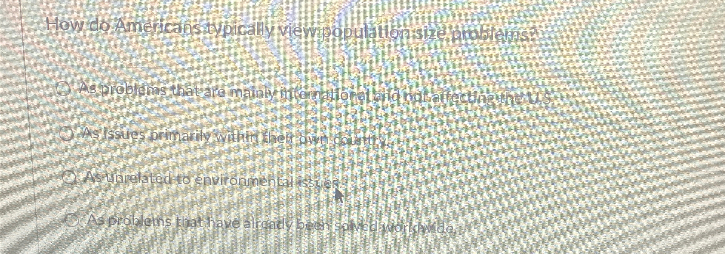  How do Americans typically view population size problems? As problems that