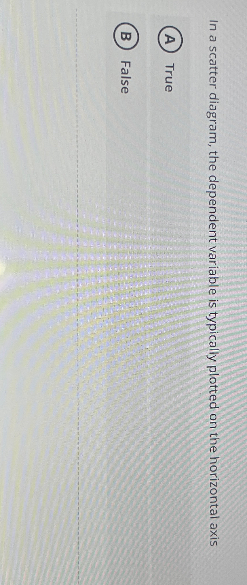  In a scatter diagram, the dependent variable is typically plotted on