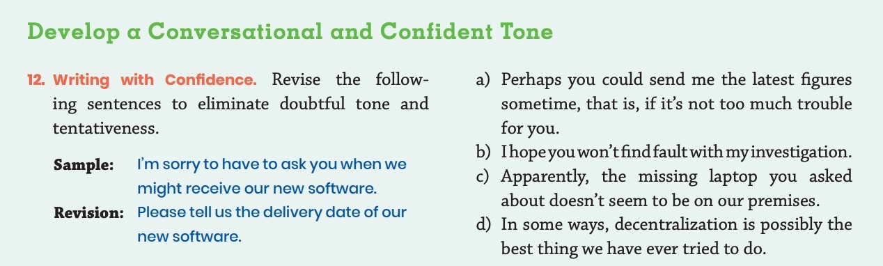  Develop a Conversational and Confident Tone 12. Writing with Confidence. Revise