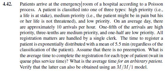  4.42. Patients arrive at the emergency|room of a hospital according to