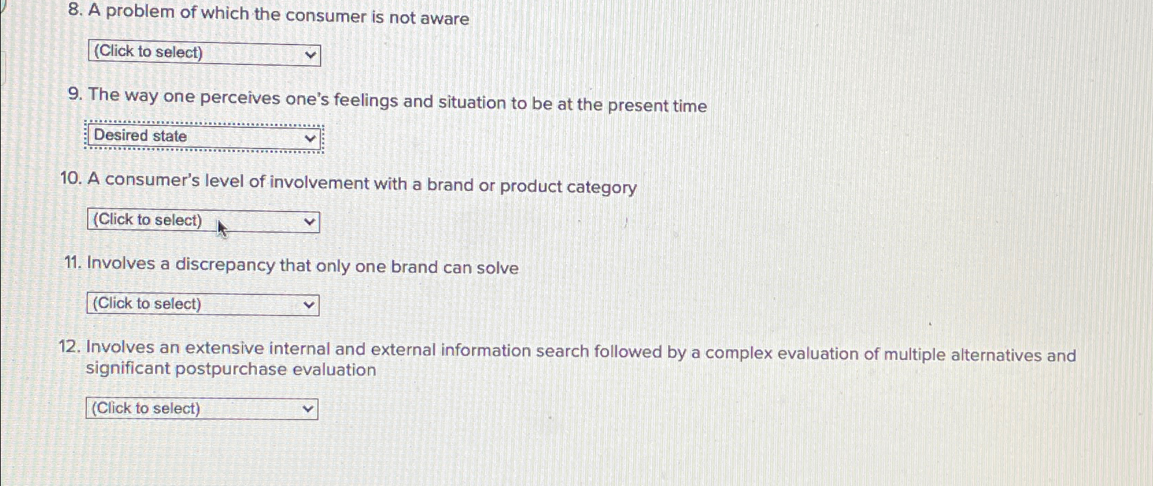  A problem of which the consumer is not aware (Click to