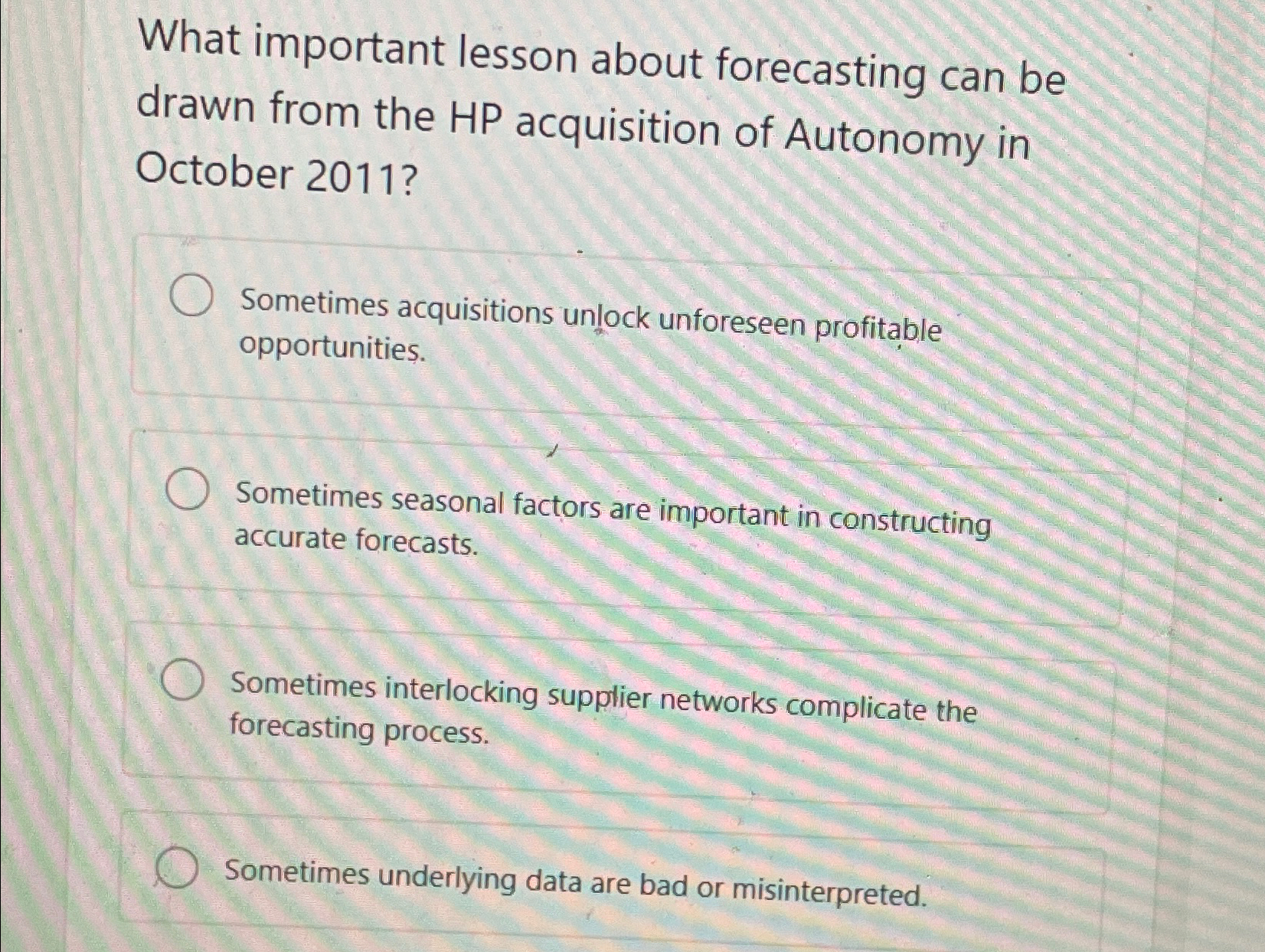  What important lesson about forecasting can be drawn from the HP