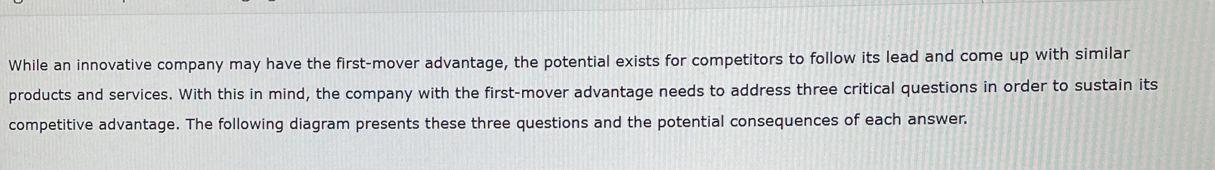  While an innovative company may have the first-mover advantage, the potential