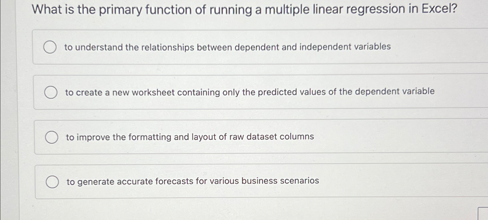  What is the primary function of running a multiple linear regression