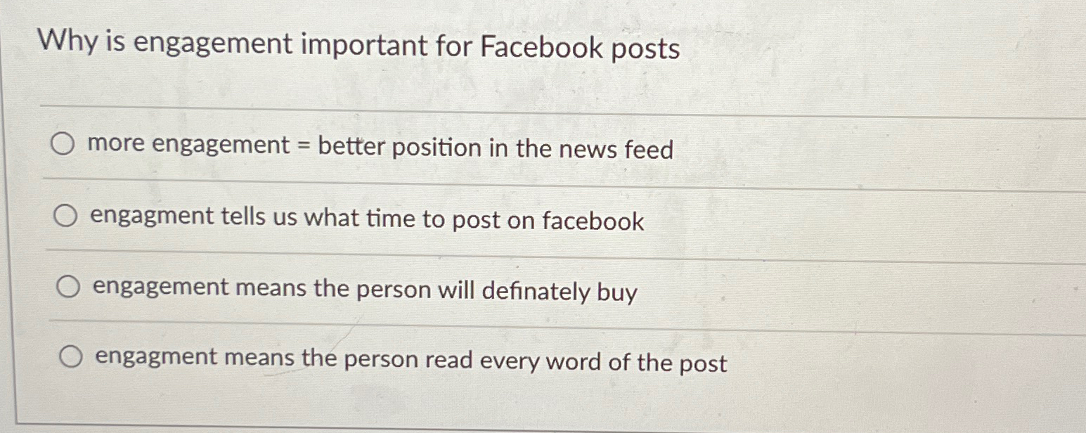  Why is engagement important for Facebook posts more engagement = better