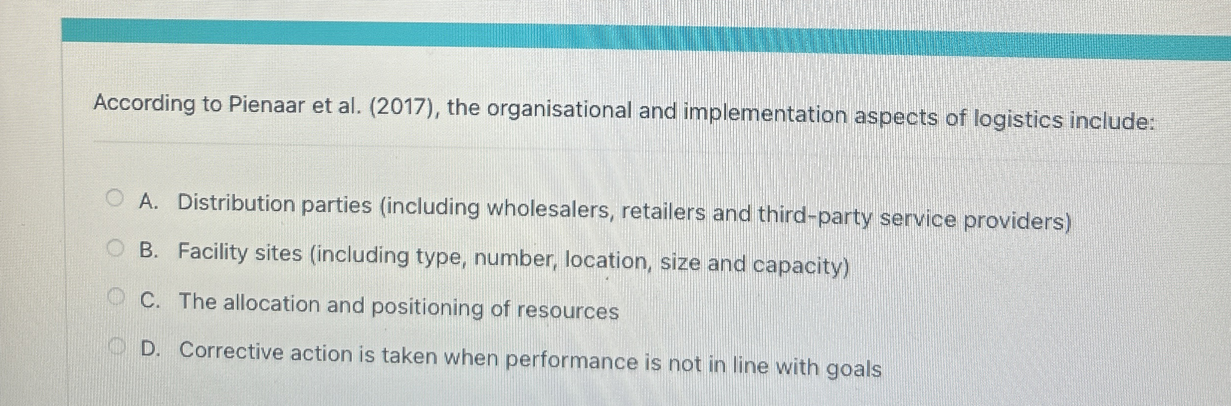  According to Pienaar et al.(2017), the organisational and implementation aspects of