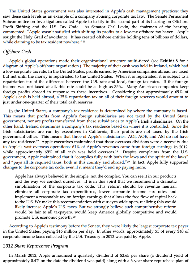 Cook, the CEO of Apple, and Peter Oppenheimer, the company's CFO, came