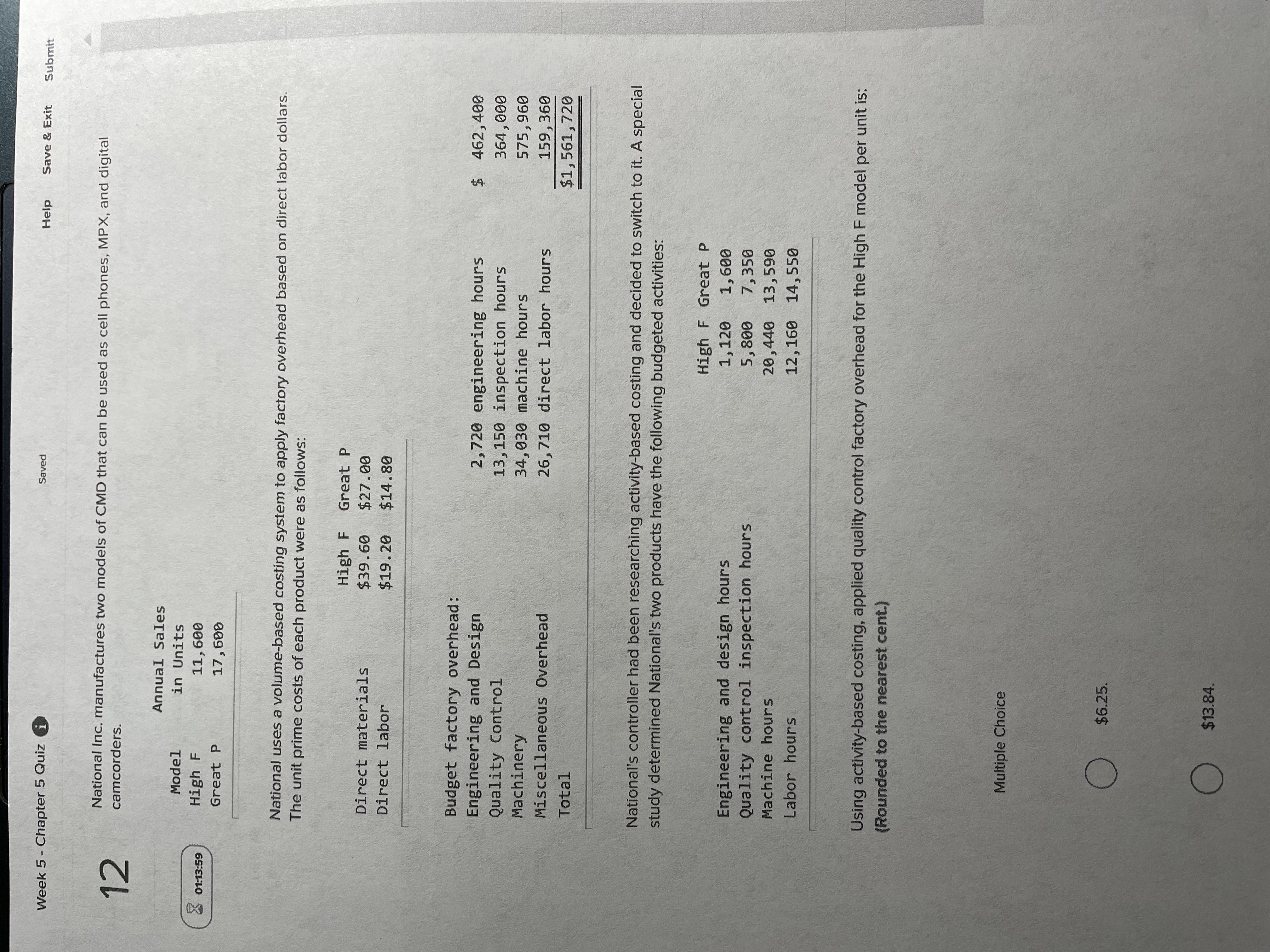 Week 5 - Chapter 5 Quiz i Saved Help Save &