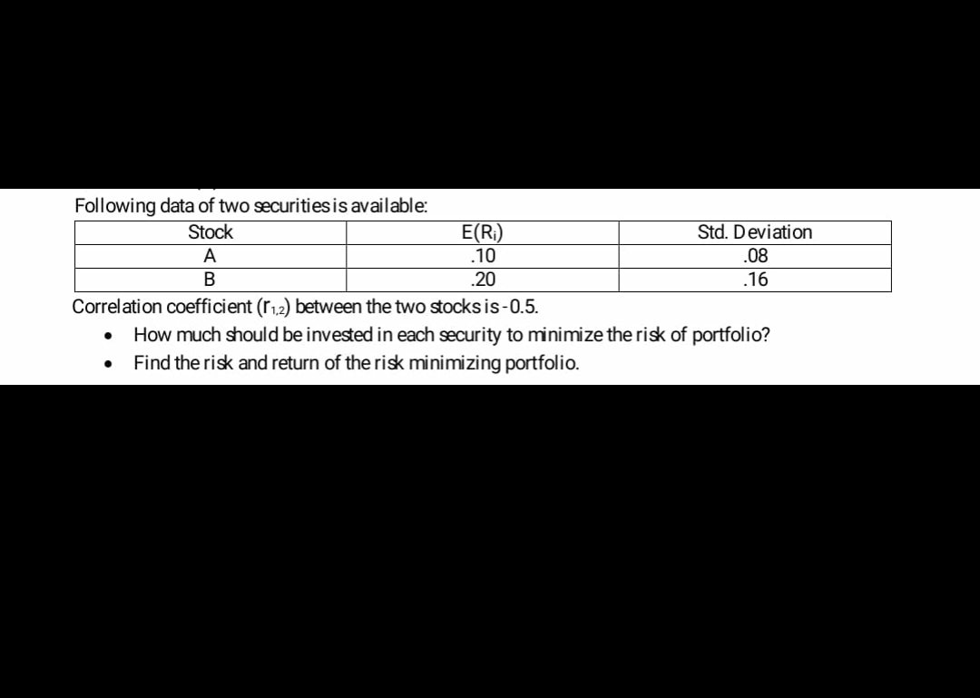 solve the problem im stuck in the question Following data of two