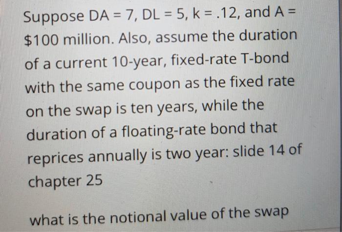 12 Suppose DA = 7, DL = 5, k = .12, and