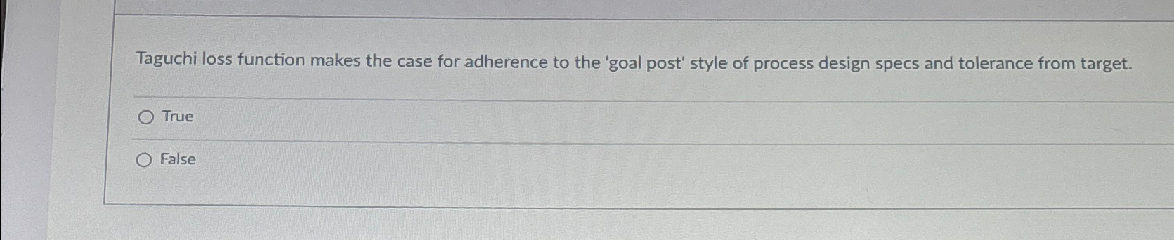  Taguchi loss function makes the case for adherence to the 'goal