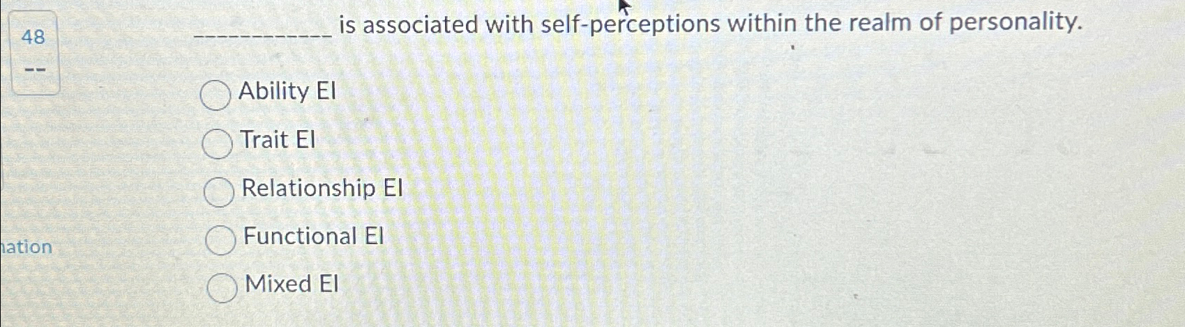  48 is associated with self-perceptions within the realm of personality. Ability