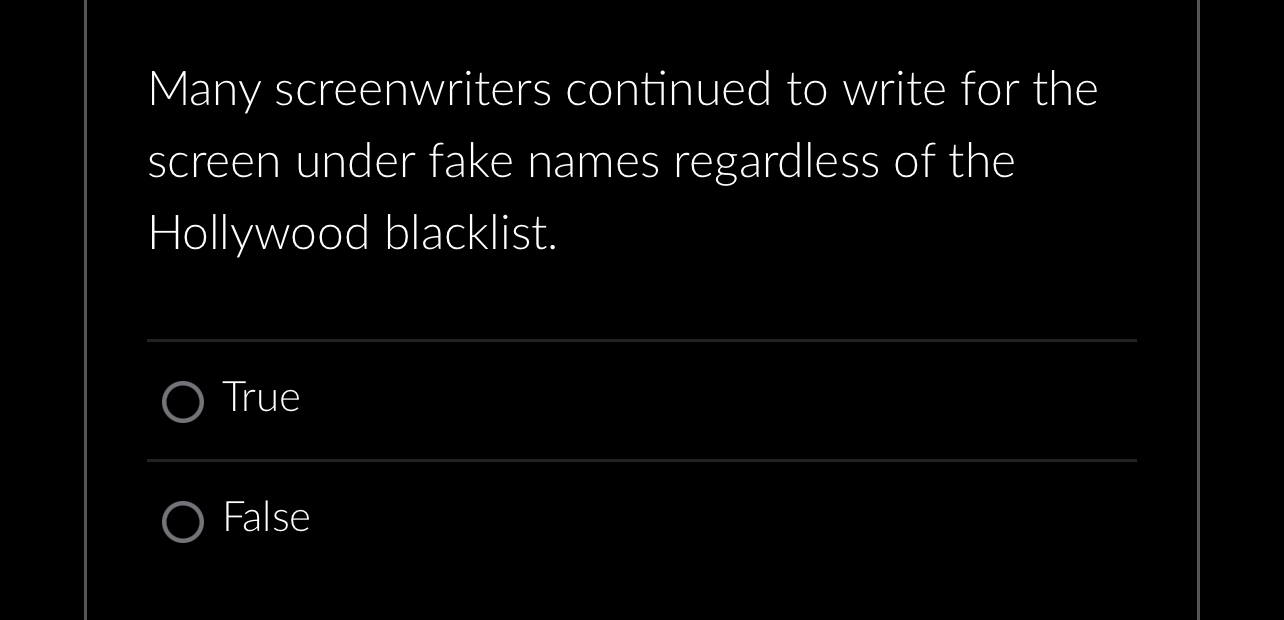  Many screenwriters continued to write for the screen under fake names