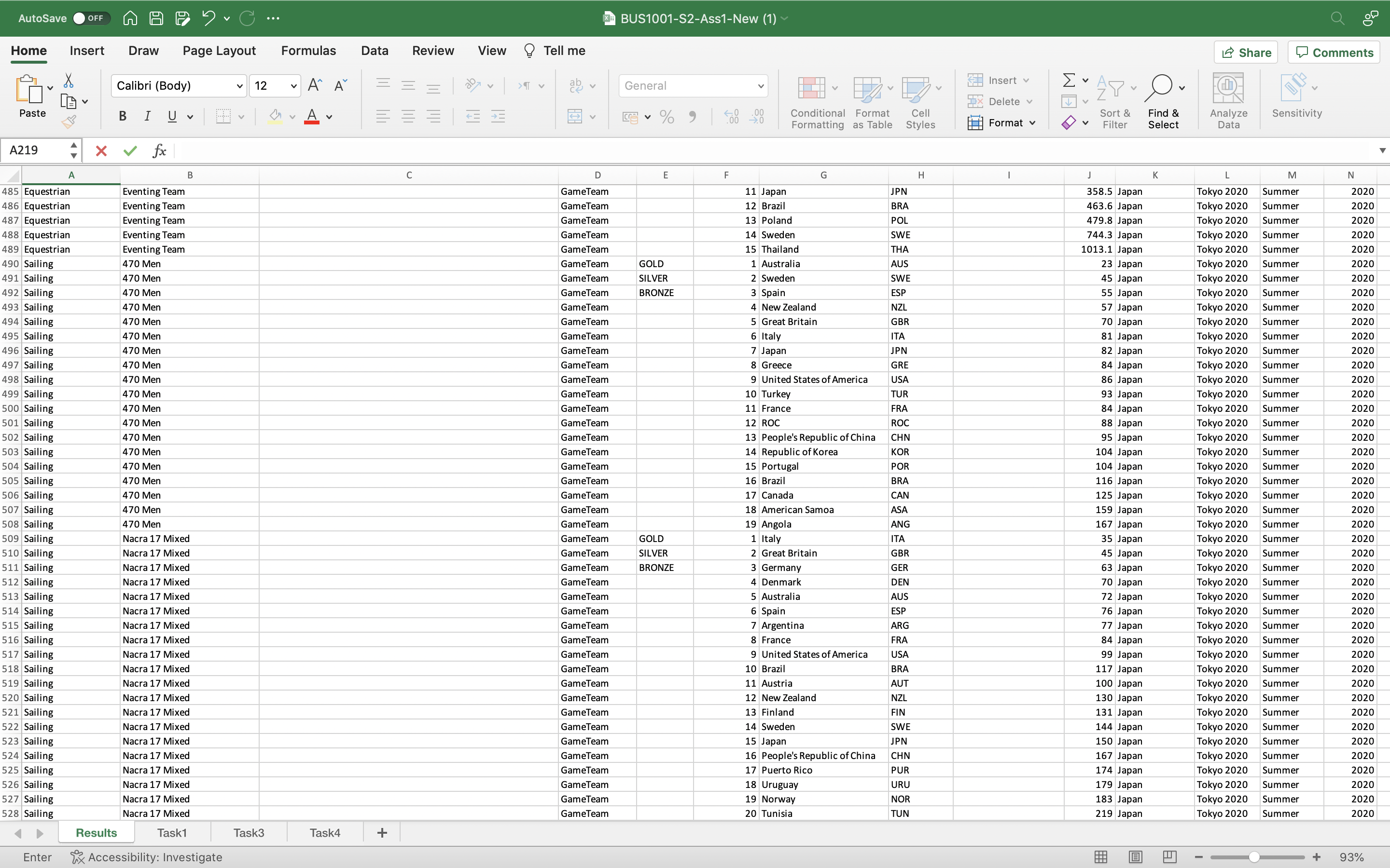references to fill the Discipline column with the name of the discipline