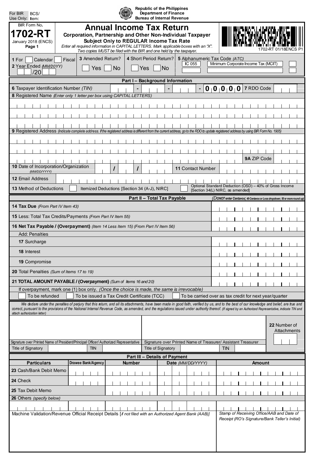 RDO CODE: 028 ZIP CODE 1128 DATE OF INCORPORATION: NOV. 15, 2015