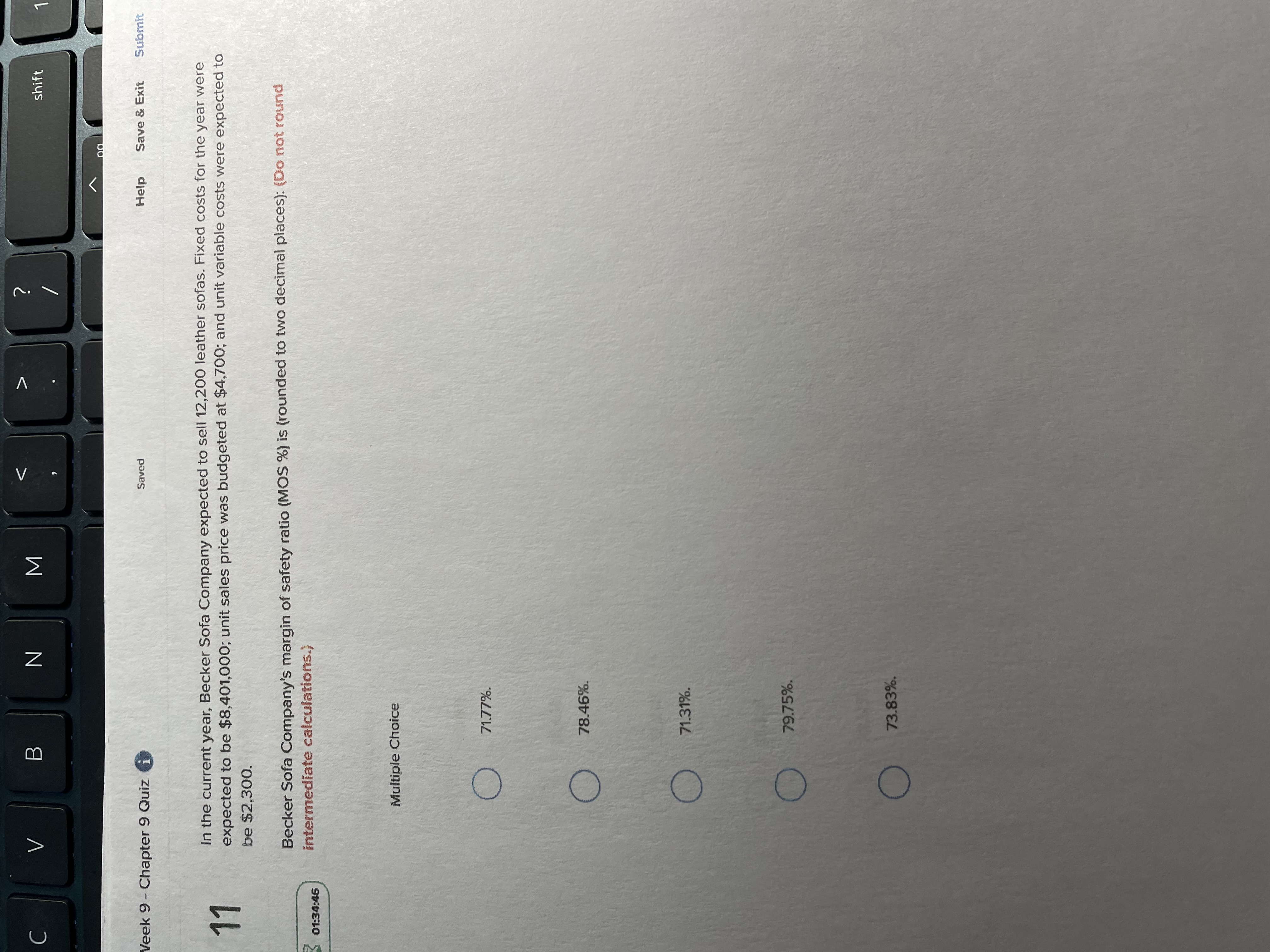  B N M shift Week 9 - Chapter 9 Quiz i
