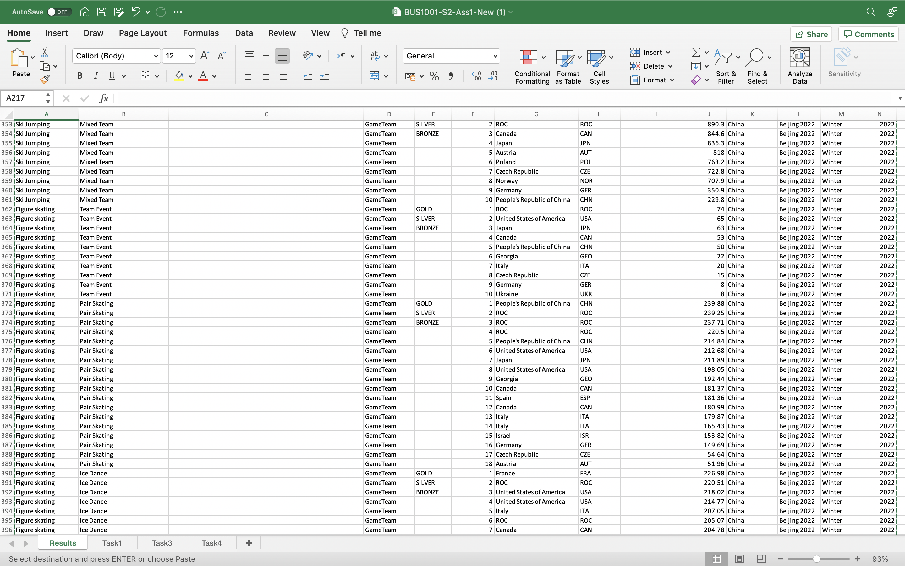 Formulas Data Review View ? Tell me Share Comments Calibri (Body) v