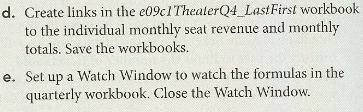  d. Create links in the e09c 1 TheaterQ4 Last First workbook