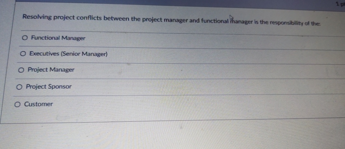  Resolving project conflicts between the project manager and functional manager is