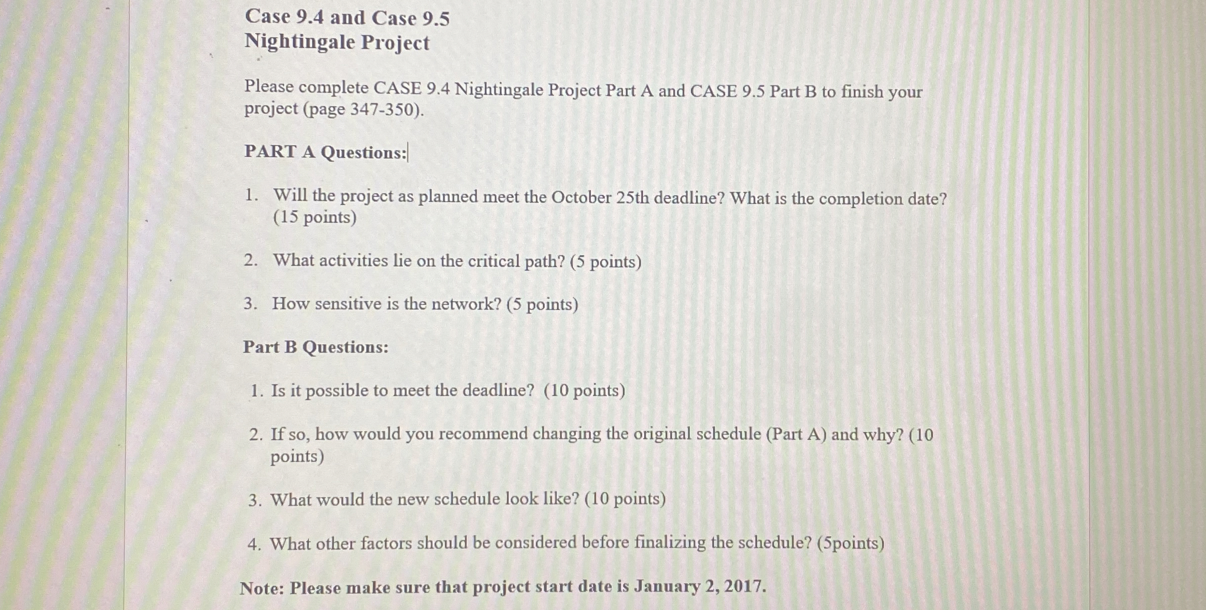  Case 9.4 and Case 9.5 Nightingale Project Please complete CASE 9.4