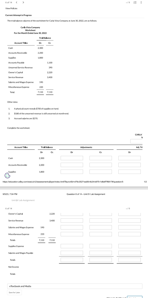 6 of 14 E View Policies Current Attempt in Progress The