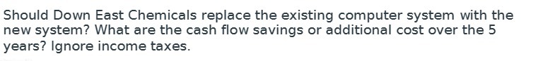 Should Down East Chemicals replace the existing computer system with the
