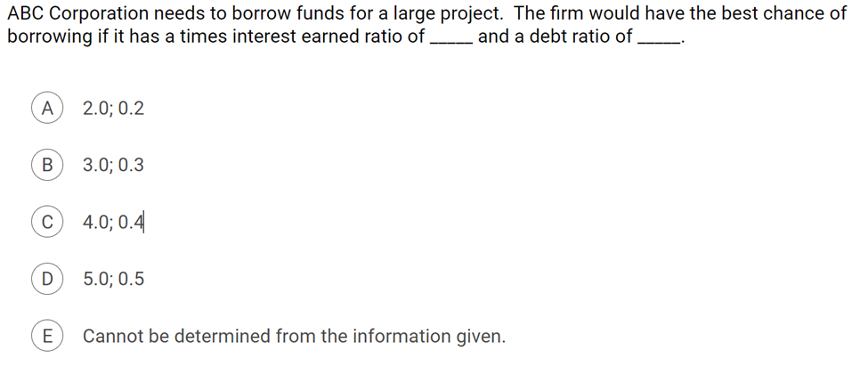 before interest and taxes decreases. 9@ All else constant. which of the