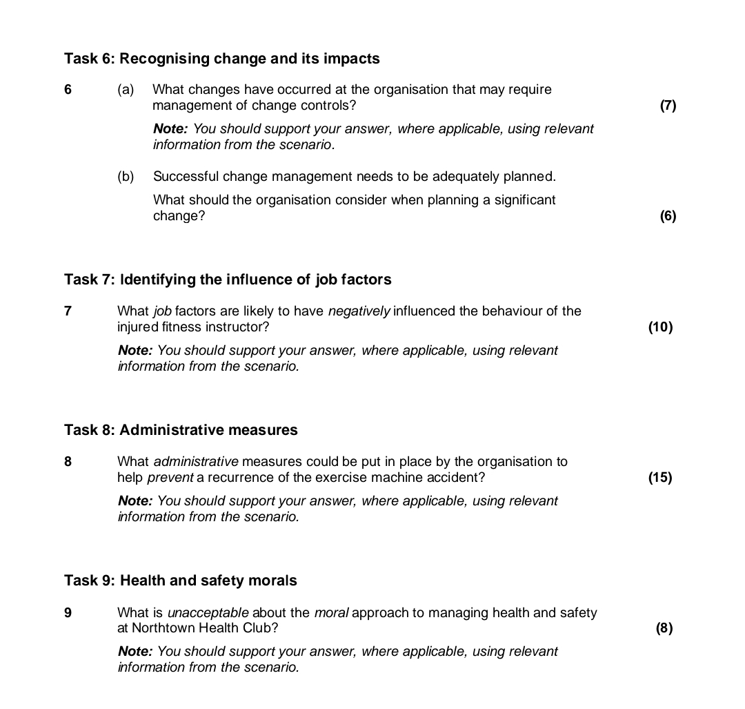  Task 6: Recognising change and its impacts 6(a) What changes have