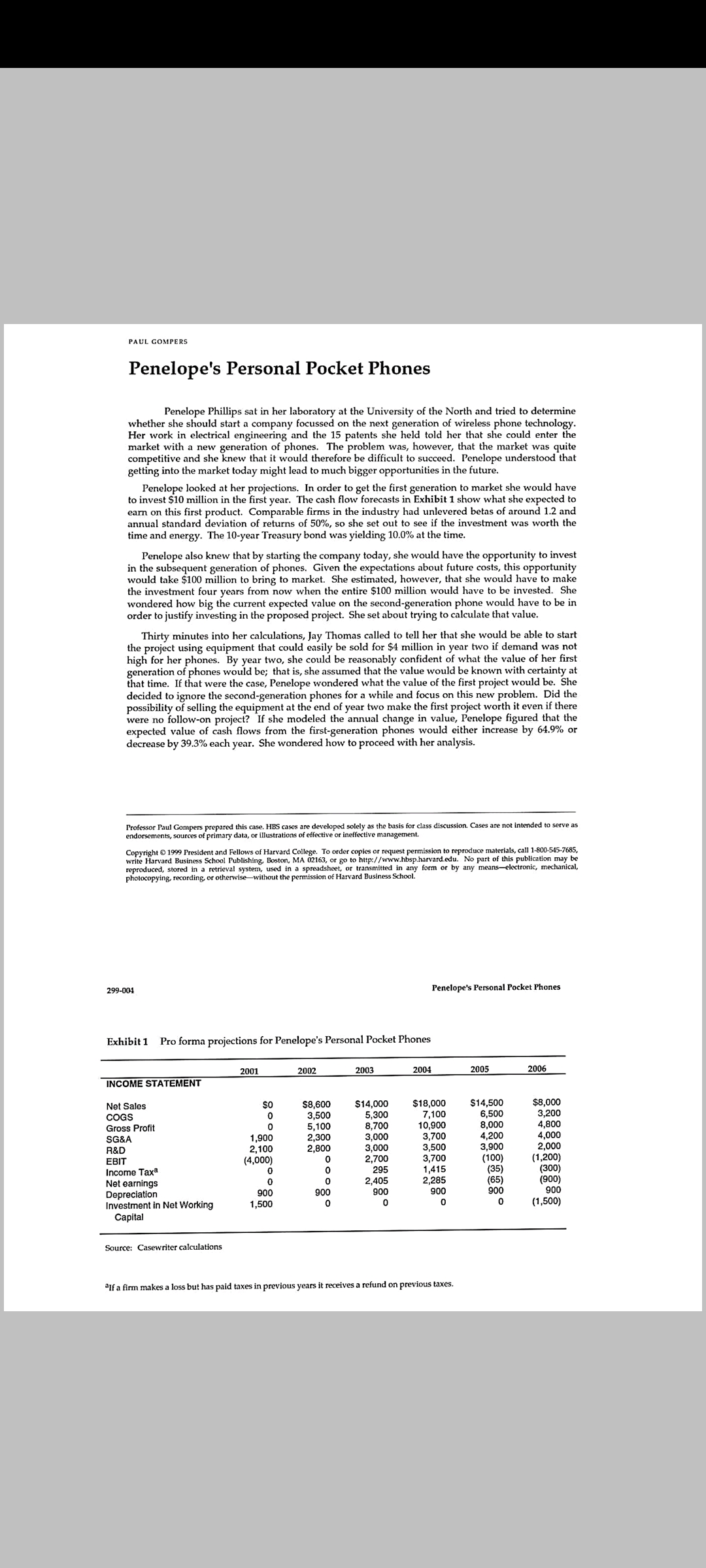 using Penelope personal pocket phones case study please solve the excel sheet