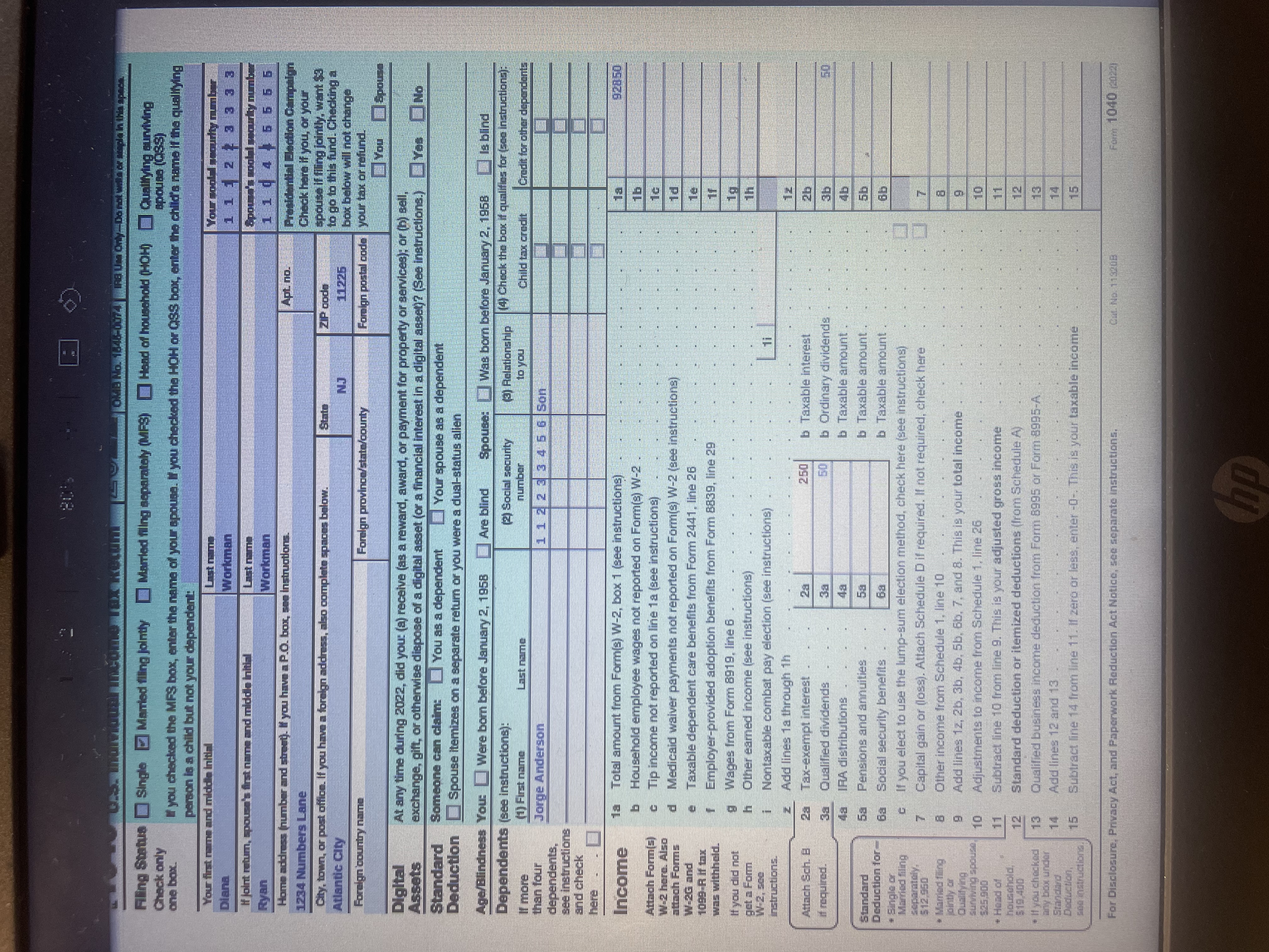 in alimony and $4,500 in child support payments from her former husband.