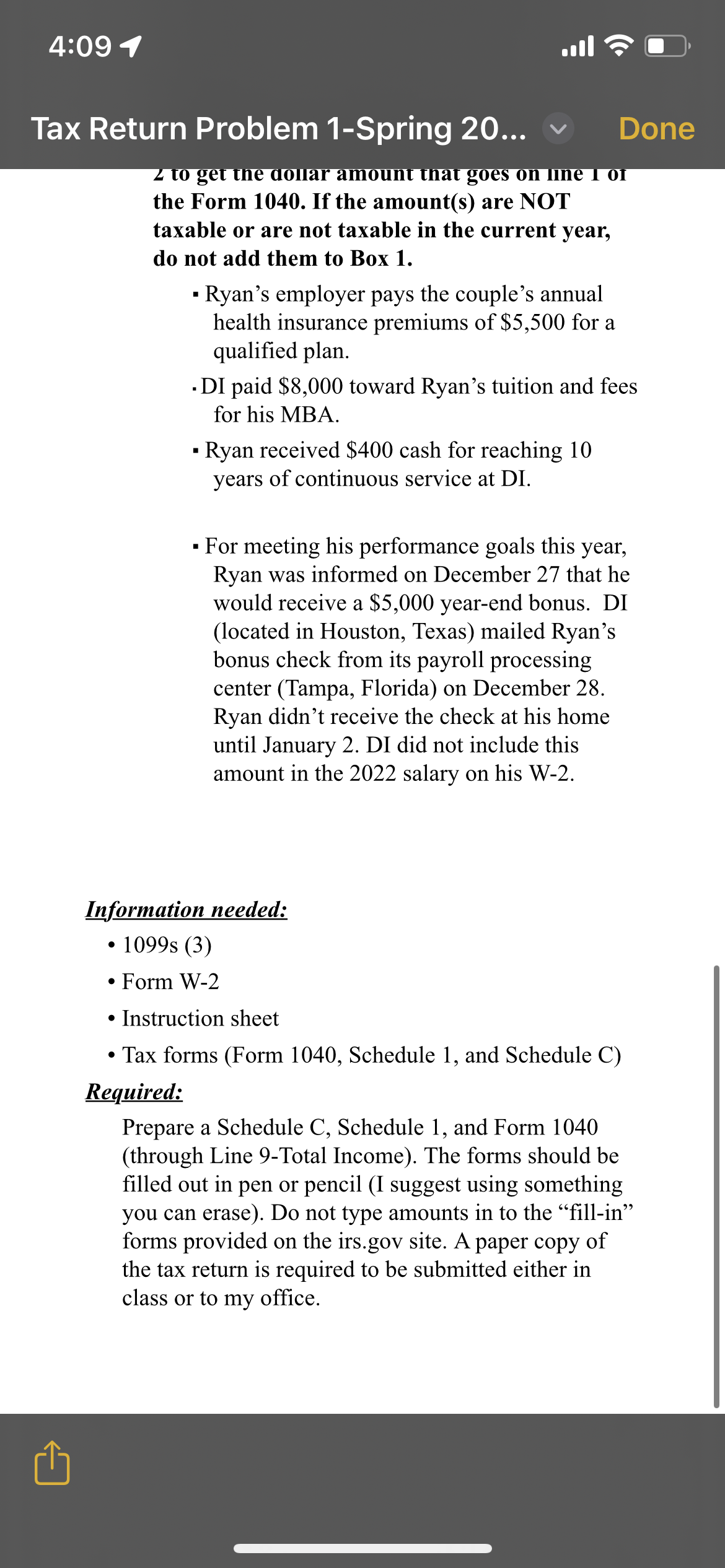 her church- sponsored Bingo game. e. The couple bought 50 shares of