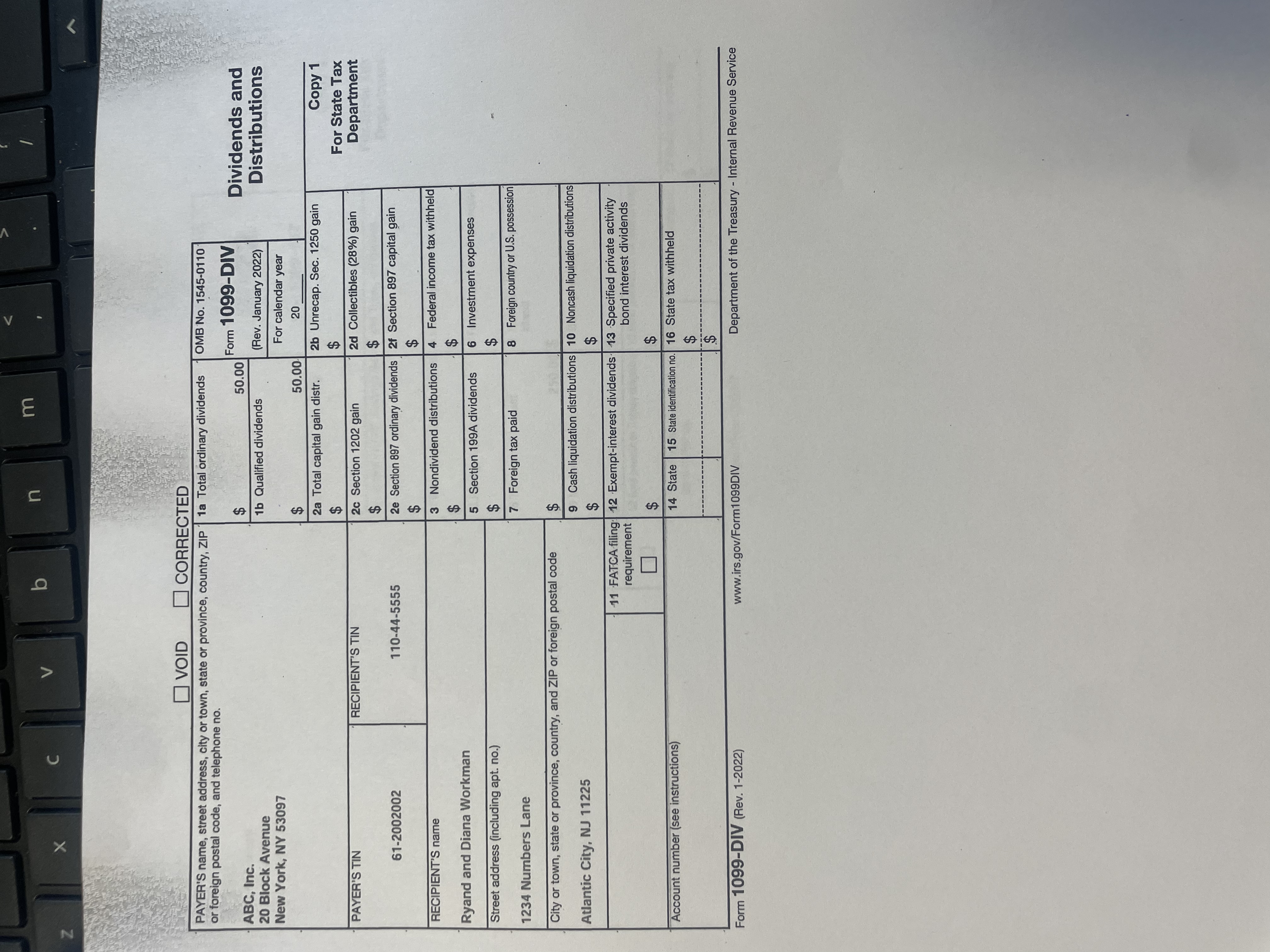 away on April 14. She inherited cash of $50,000 from her father