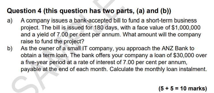 Question 4 (this question has two parts, (a) and (b)) a)