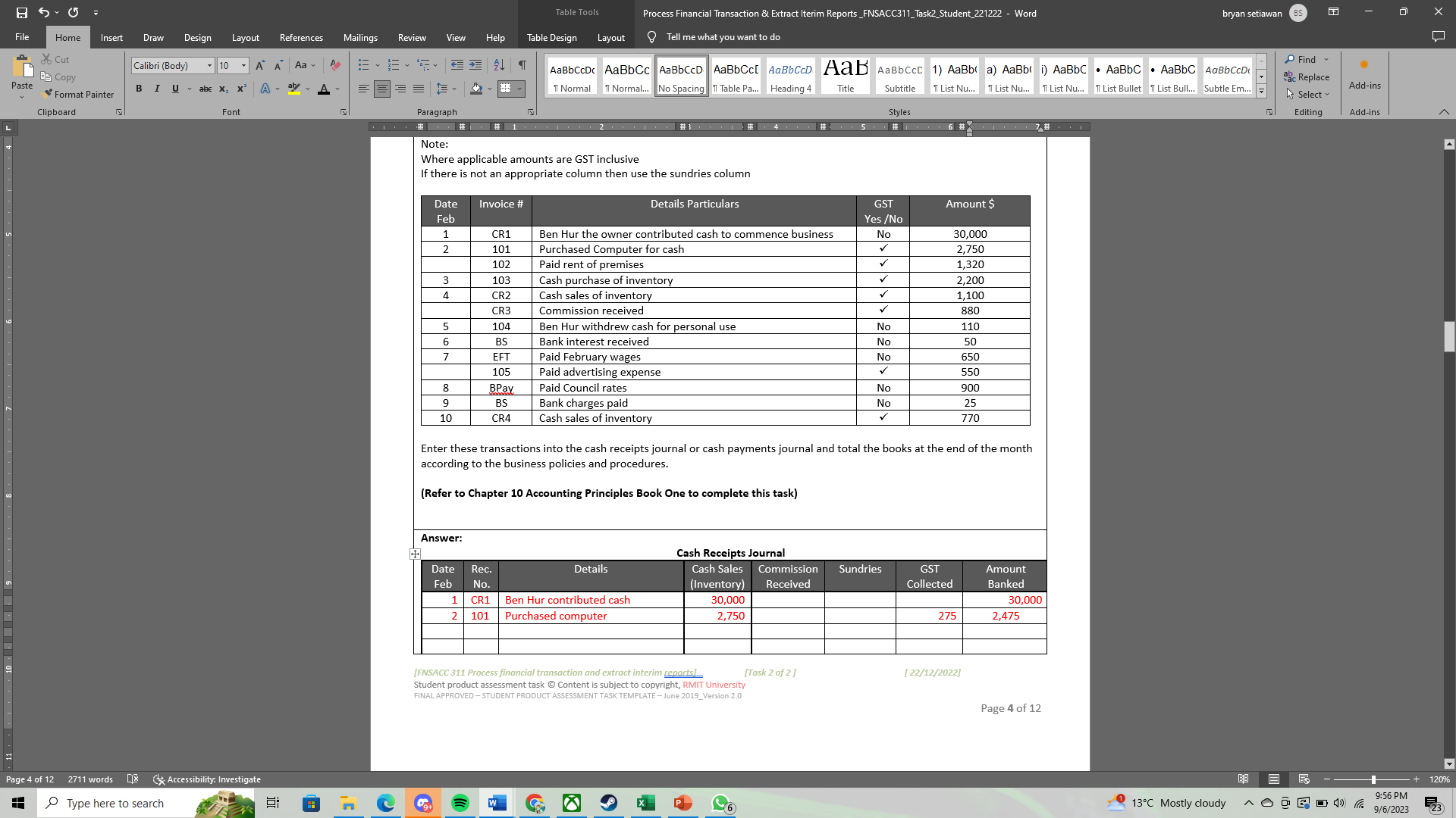 Word bryan setiawan BS X File Home Insert Draw Design Layout References