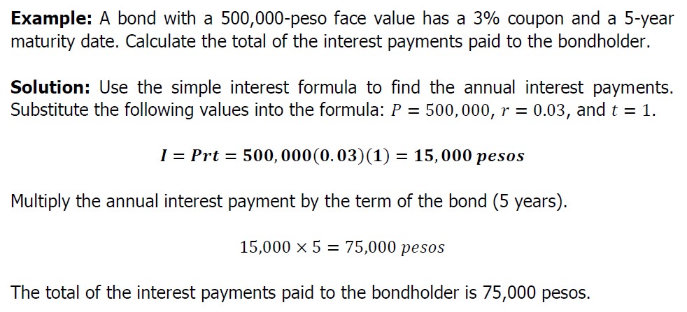 QUESTION: A bond with a 800,000-peso face value has a 4% coupon