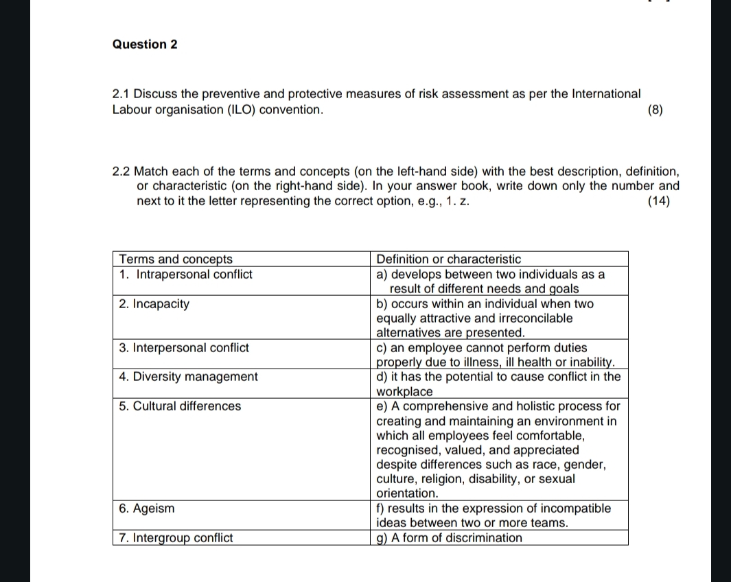  Question 2 2.1 Discuss the preventive and protective measures of risk