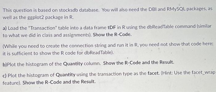  This question is based on stocksdb database. You will also need