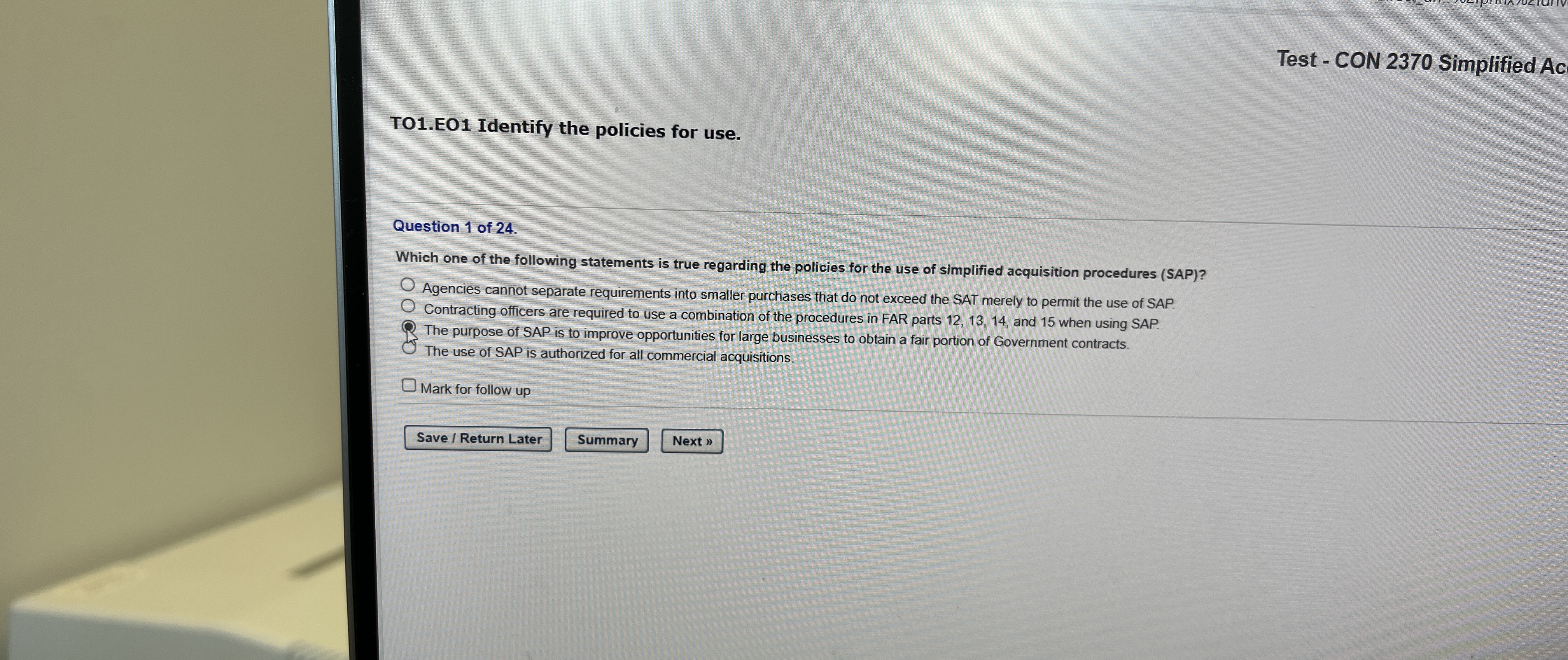  Test - CON 2370 Simplified Ac T01.E01 Identify the policies for