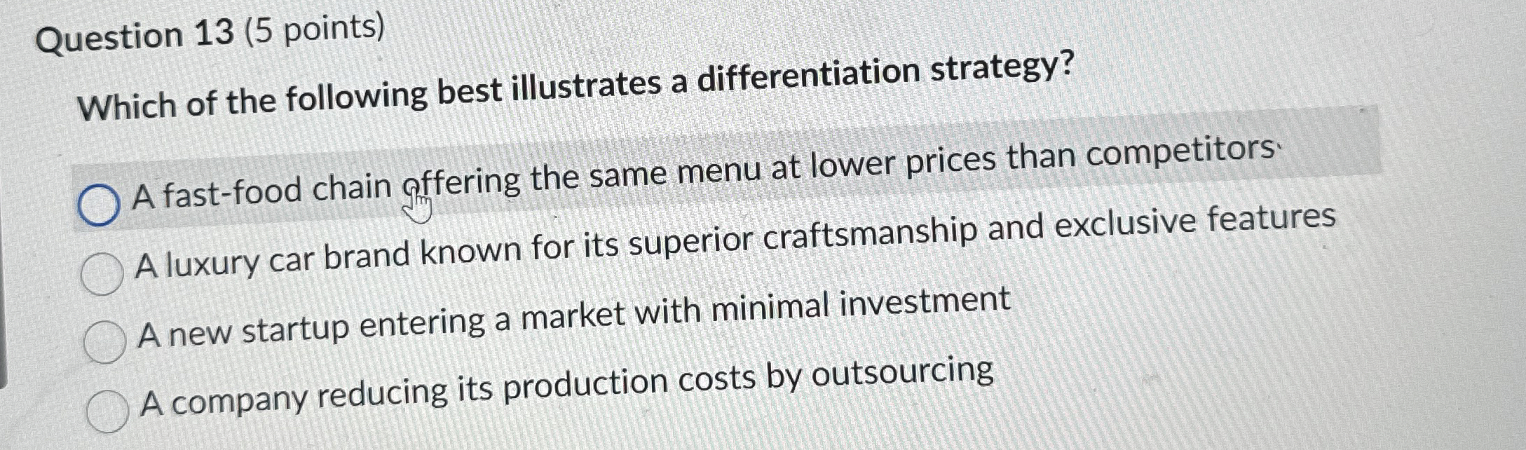  Question 13(5 points) Which of the following best illustrates a differentiation
