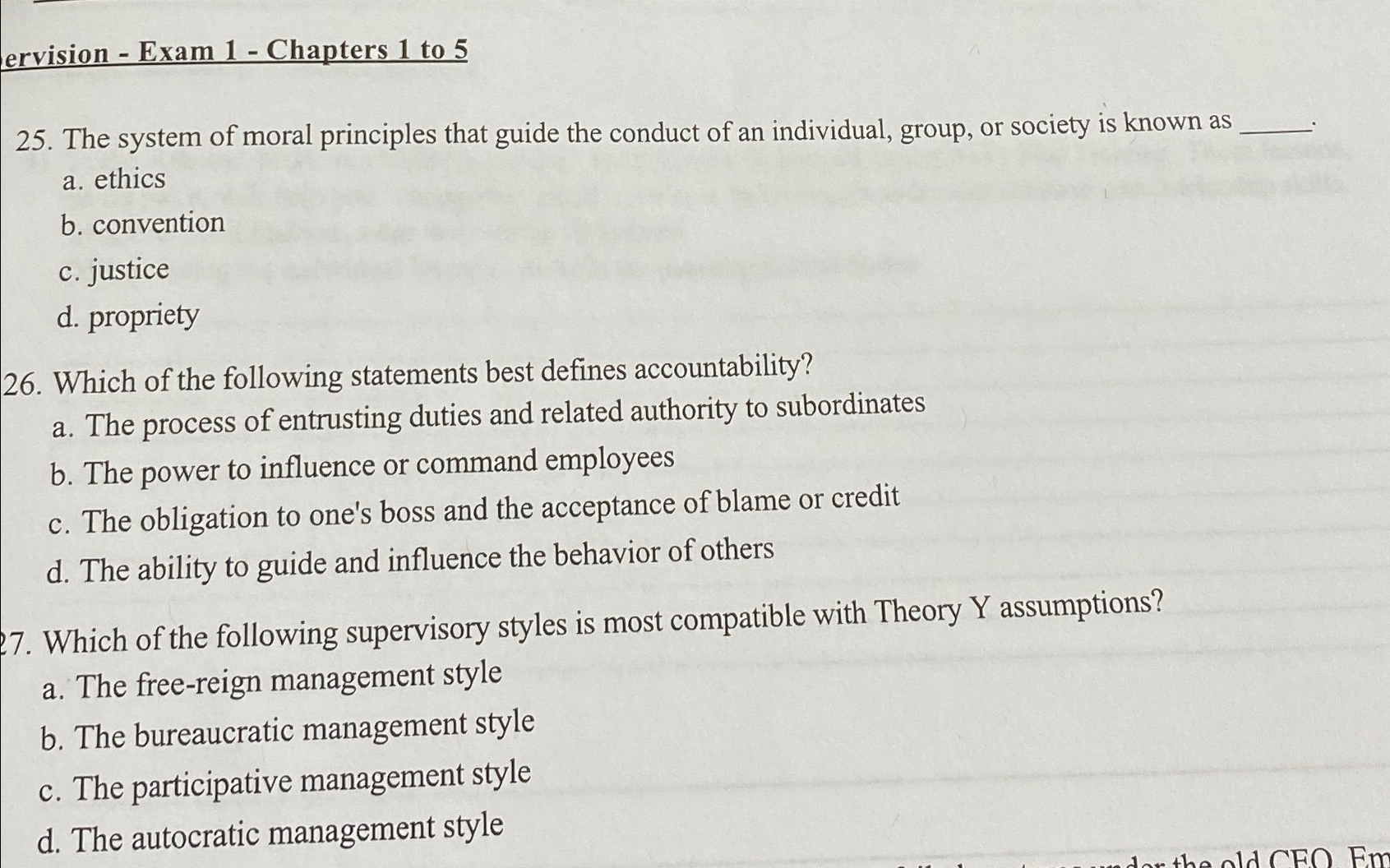  ervision - Exam 1- Chapters 1 to 5 25. The system