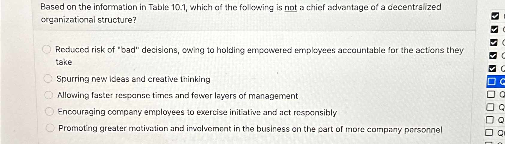 Based on the information in Table 10.1, which of the following