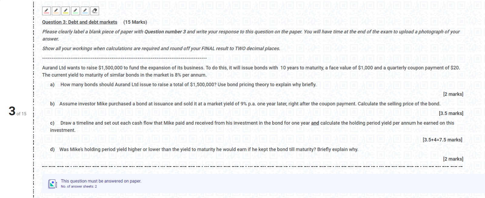 label a blank piece of paper with Question number 4 and write