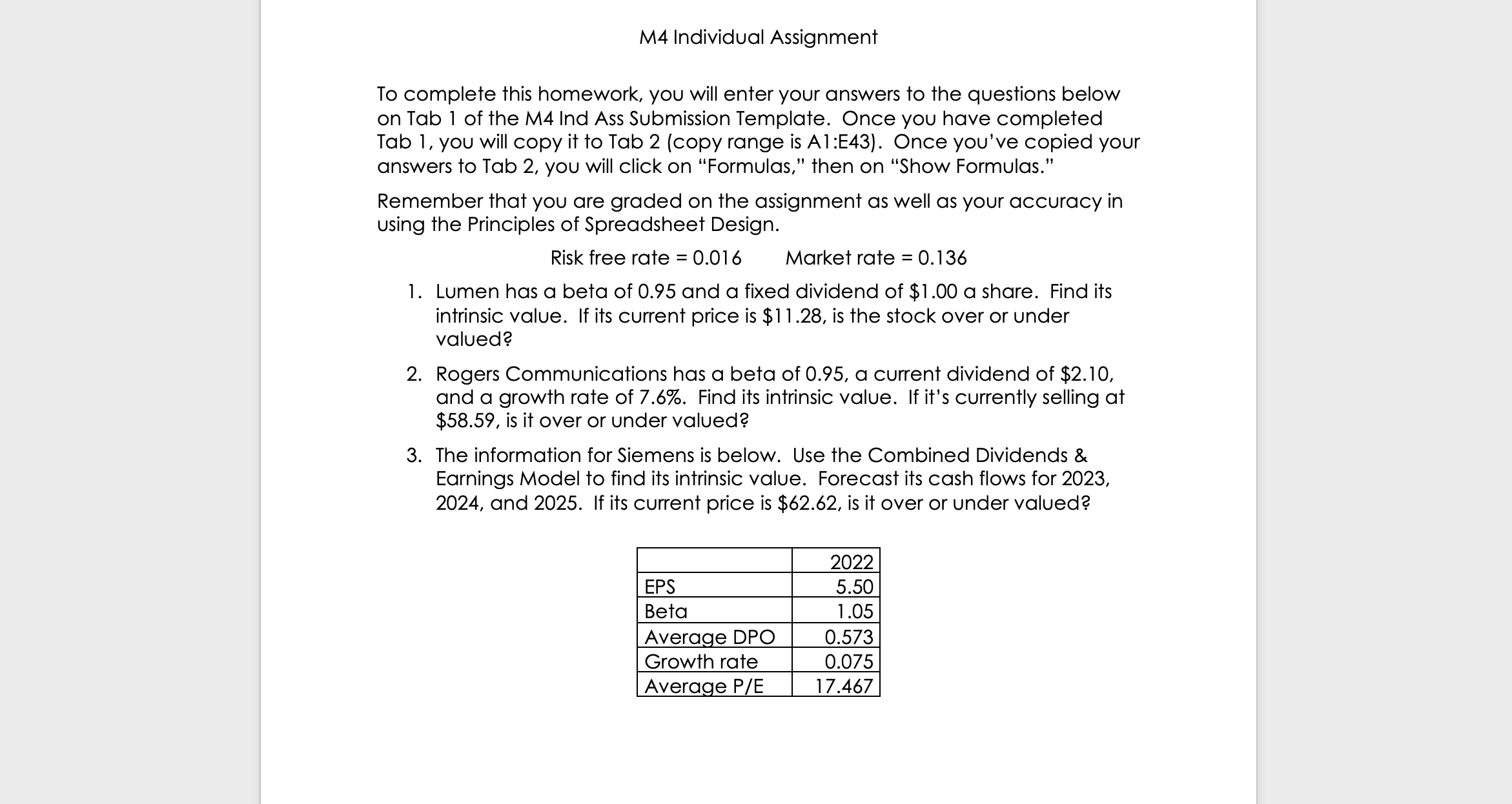  M4 Individual Assignment To complete this homework, you will enter your